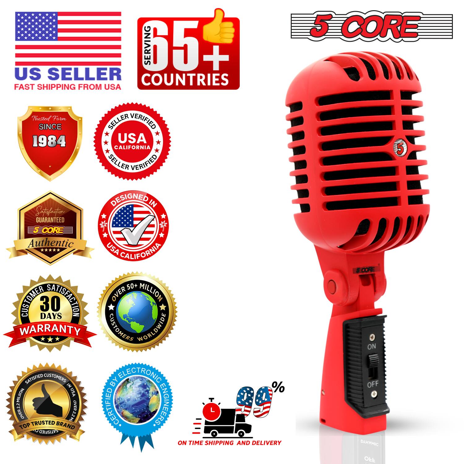 SERVING 65+ US SELLER COUNTRIES FAST SHIPPING FROM USA  
5 CORE  
Trusted Since 1984  
USA CALIFORNIA SELLER VERIFIED  
DESIGNED IN USA CALIFORNIA  
Authentic  
50+ CUSTOMER SATISFACTION  
OVER 2 MILLION CUSTOMERS WORLDWIDE  
30 DAYS WARRANTY  
TOP TRUSTED BRAND  
CERTIFIED ELECTRONIC ENGINEERS  
ON TIME SHIPPING AND DELIVERY