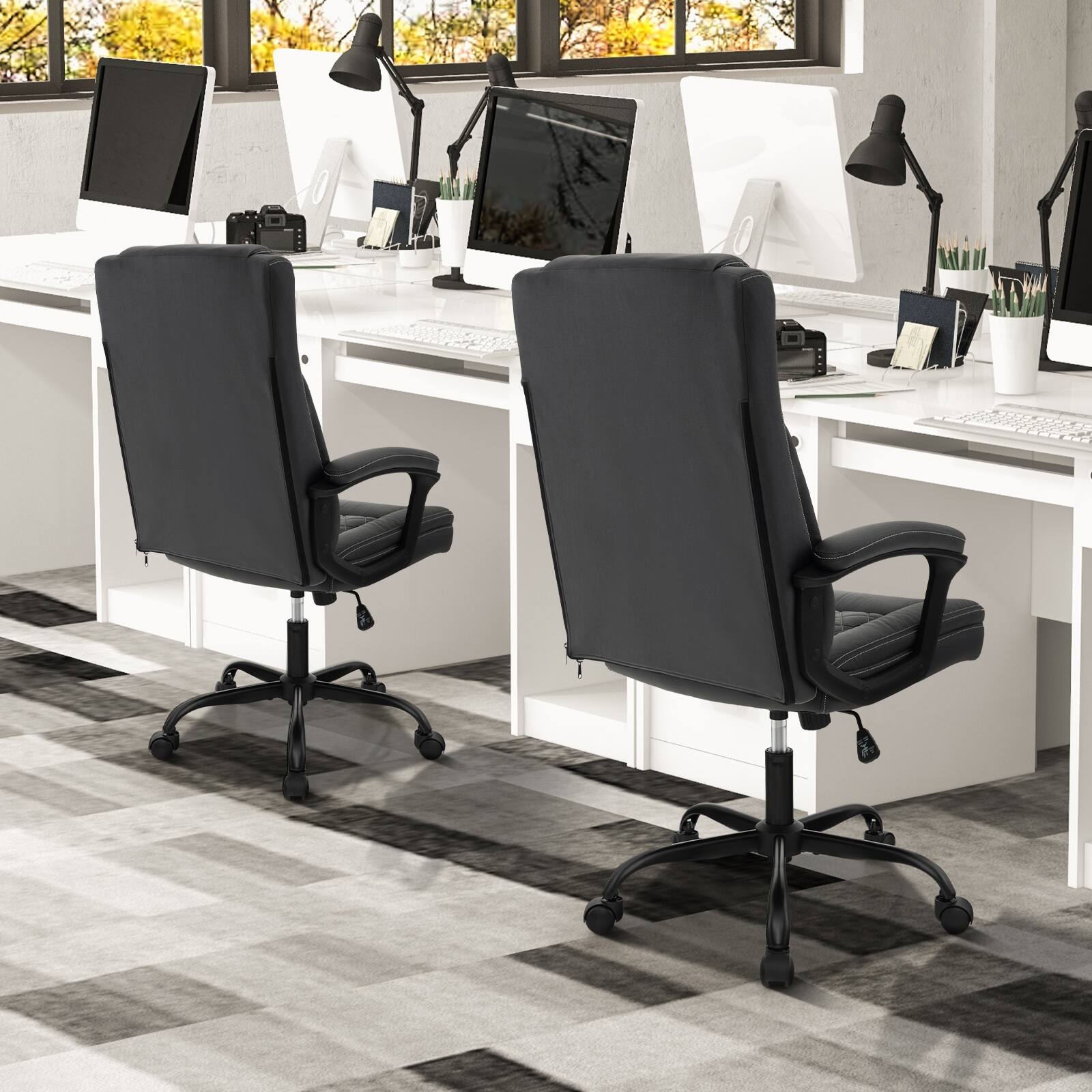 Angle. SlickBlue - High-Back Ergonomic Executive Chair with Thick Headrest Cushion - Black.