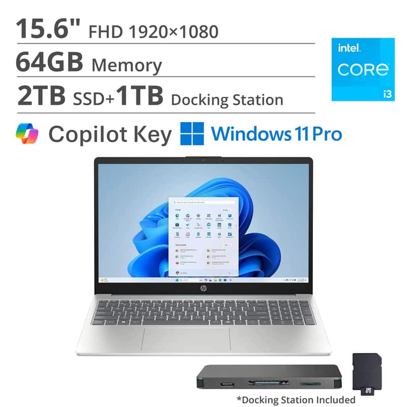HP - 15.6" Windows Laptop Intel Core i3-N305 64GB RAM 2TB SSD - Moonlight Blue