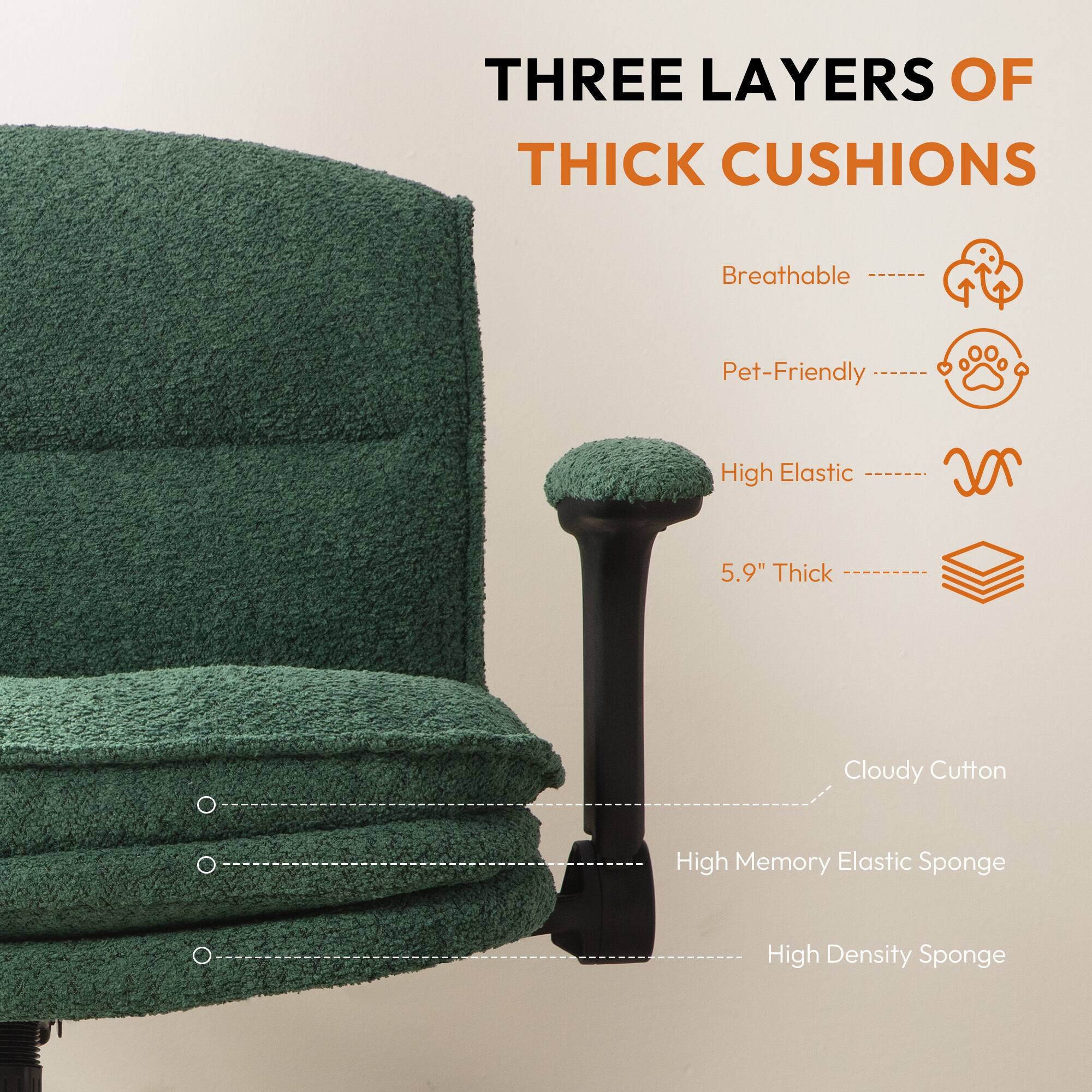 THREE LAYERS OF THICK CUSHIONS

Breathable
Pet-Friendly
High Elastic
5.9" Thick

Cloudy Cotton
High Memory Elastic Sponge
High Density Sponge