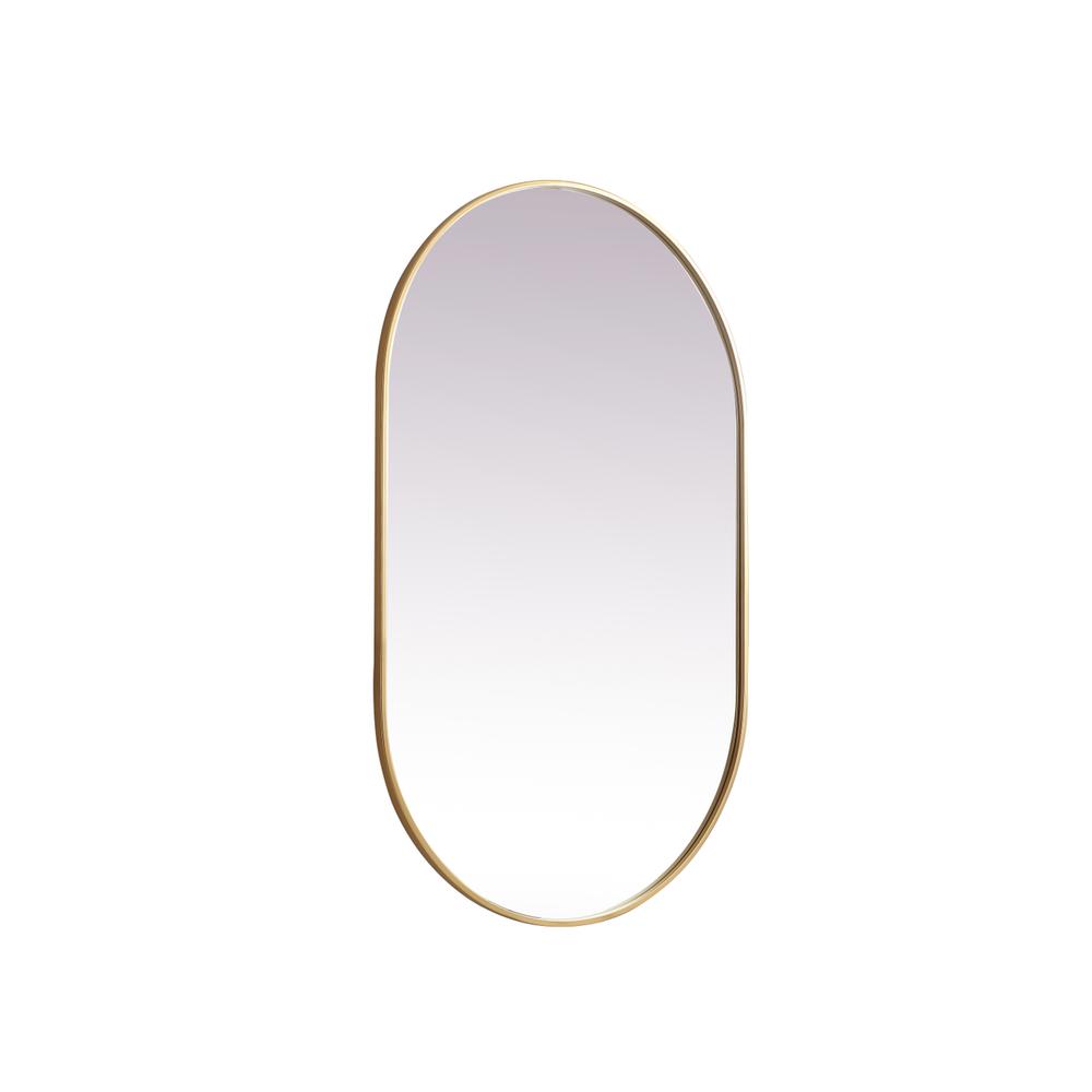 Alt View 1. Elegant Decor - Metal Frame Oval Mirror 30x48 Inch in Brass - Brass.