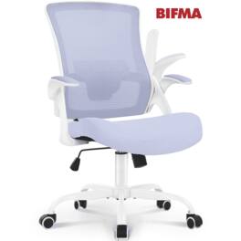 Neo Chair - Ergonomic Office Chair, High-Back Mesh Computer Chair with Adjustable Height, Flip-Up Armrests & Lumbar Support - Steel Base-Purple