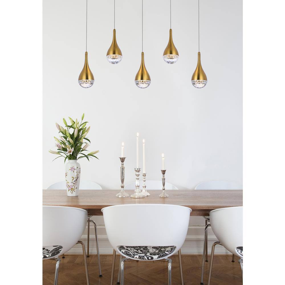 Alt View 1. Elegant Lighting - Amherst 34 inch LED pendant in satin gold - Satin Gold.