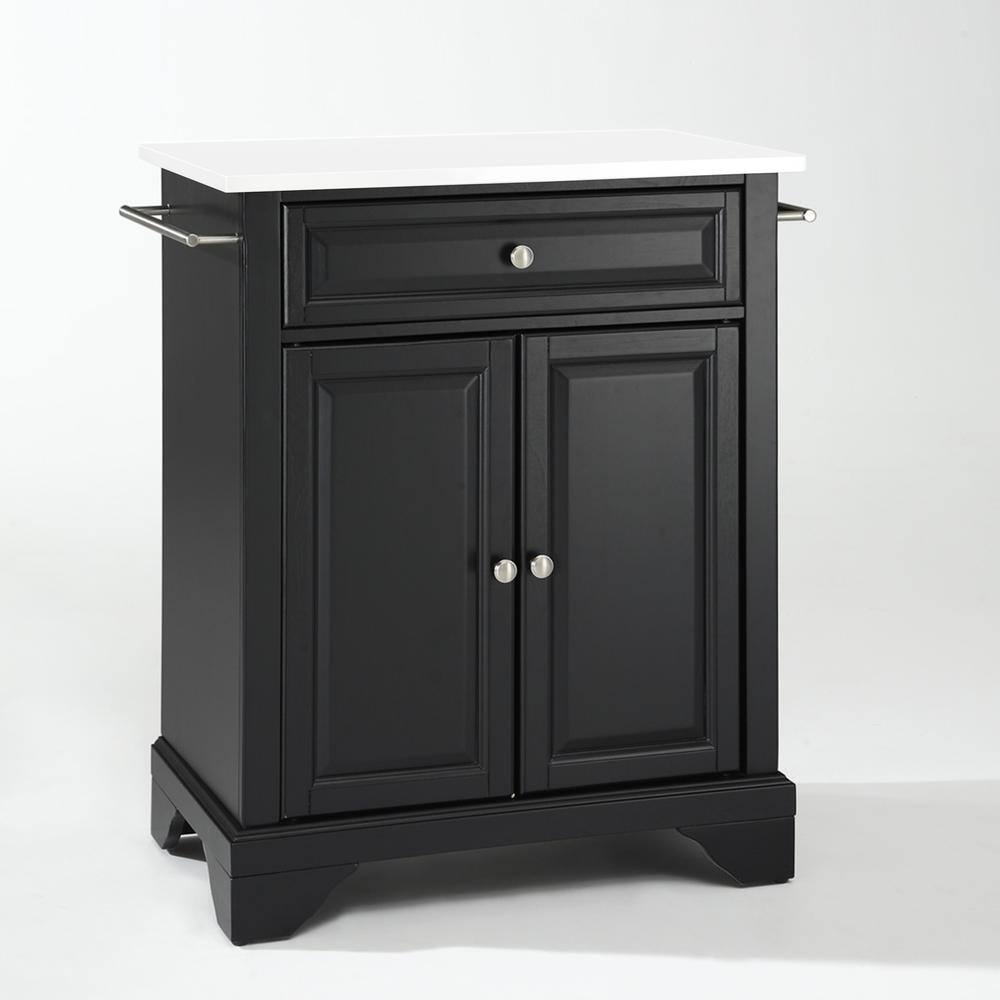 Left. Crosley Furniture - Lafayette Stone Top Portable Kitchen Island/Cart - Black.