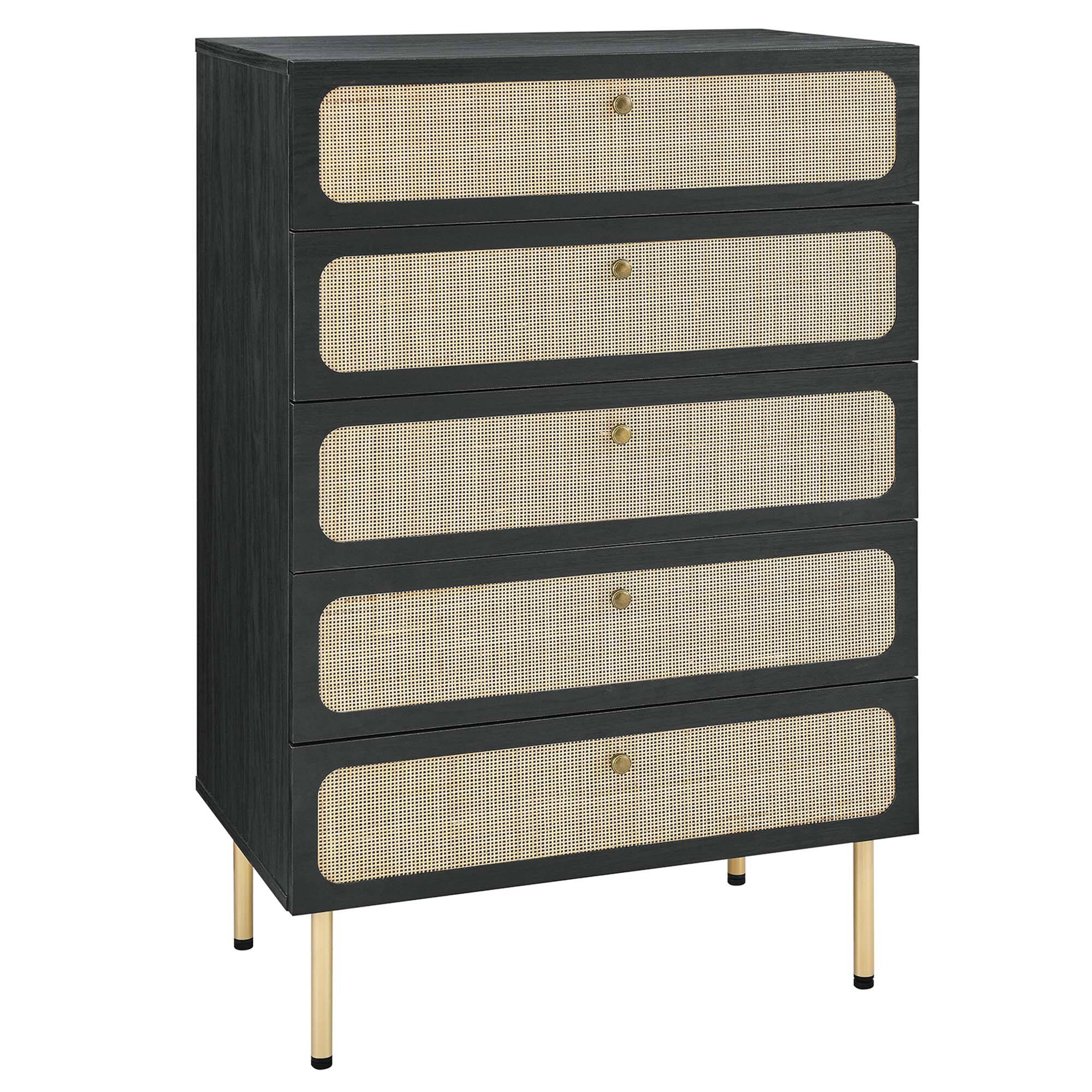 Angle. Modway - Chaucer 5-Drawer Chest by Modway - Black.