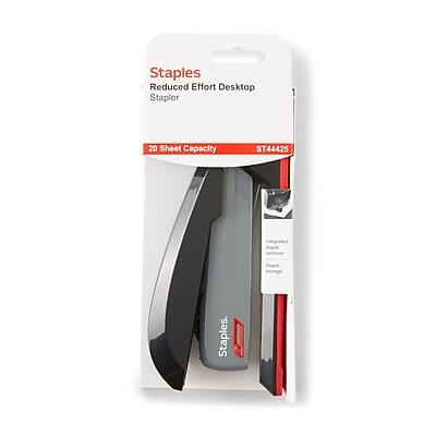Staples Reduced Effort Desktop Stapler  
20 Sheet Capacity  
ST44425  
Integrated Staple Storage