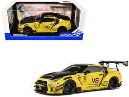 Solido - Nissan Skyline GT-R (R35) Liberty Walk Body Kit 2.0 RHD (Right Hand Drive) Yellow with Black Hood and Top 1/18 - Yellow And Black