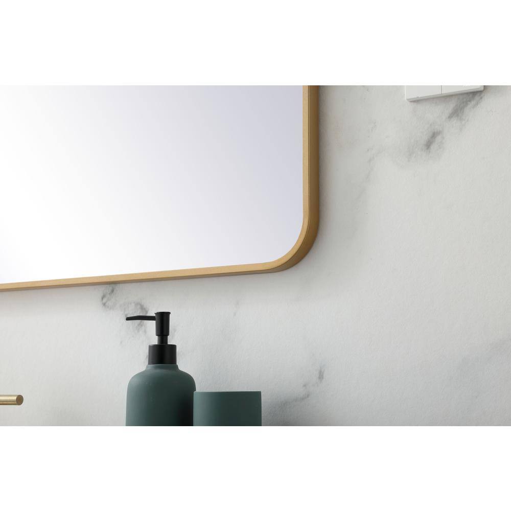 Alt View 2. Elegant Decor - Soft corner metal rectangular mirror 30x40 inch in Brass - Brass.