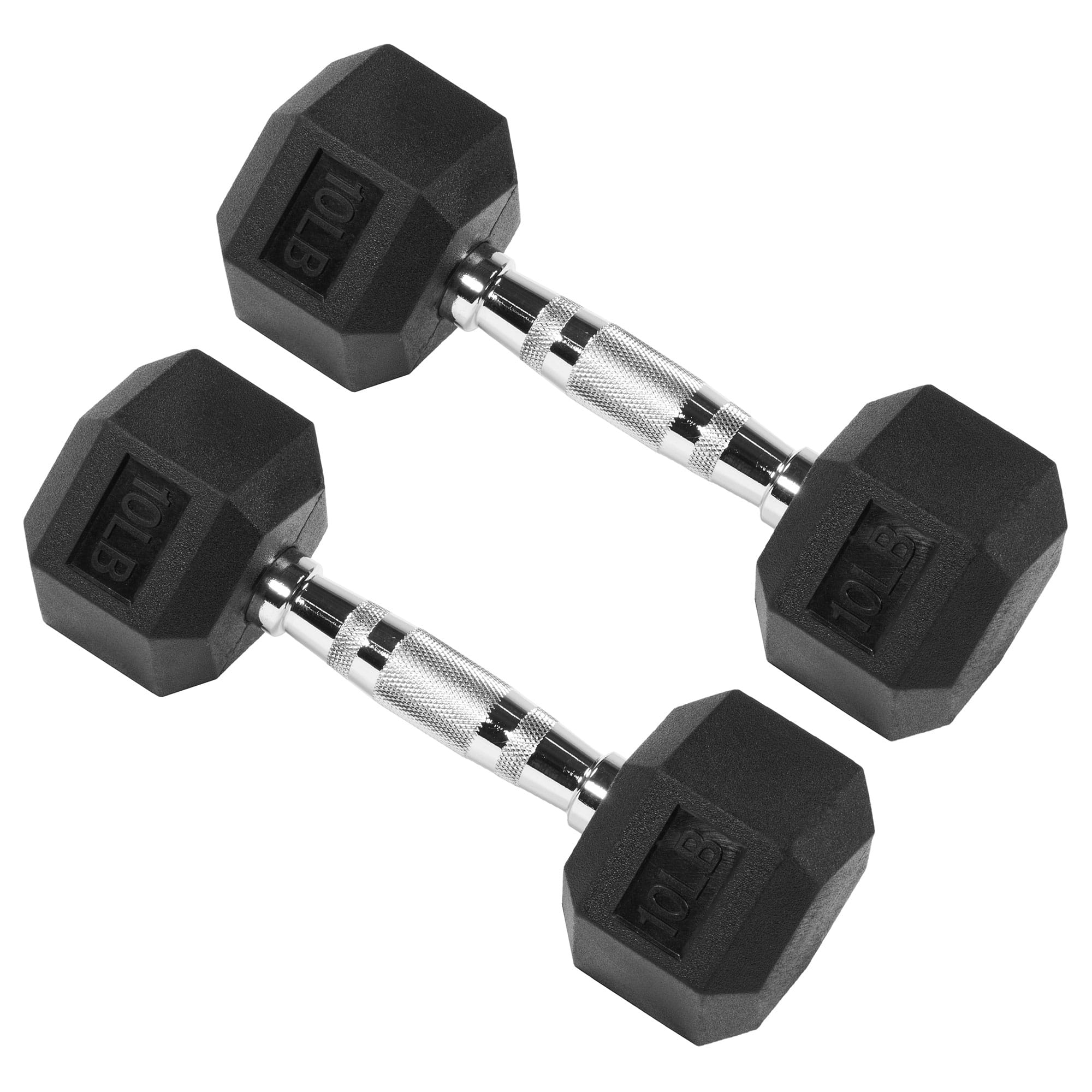 Signature Fitness - Hex Dumbbells Strength Training Workout Equipment Set, 10 lbs - Black