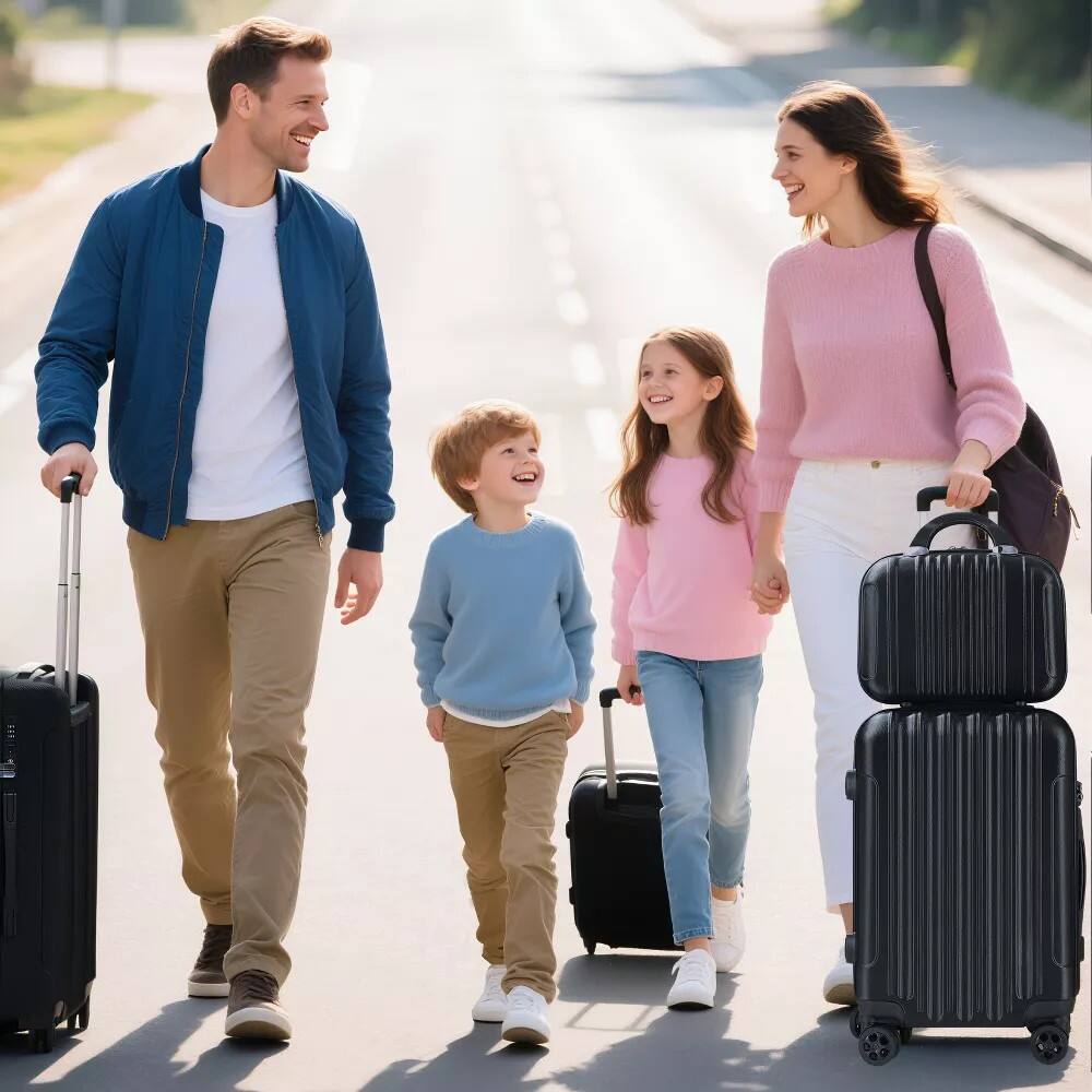 Alt View 5. HONGGE - 4 Piece Hardshell Luggage Set with TSA Locks Spinner Wheels and Telescoping Handle - Black.