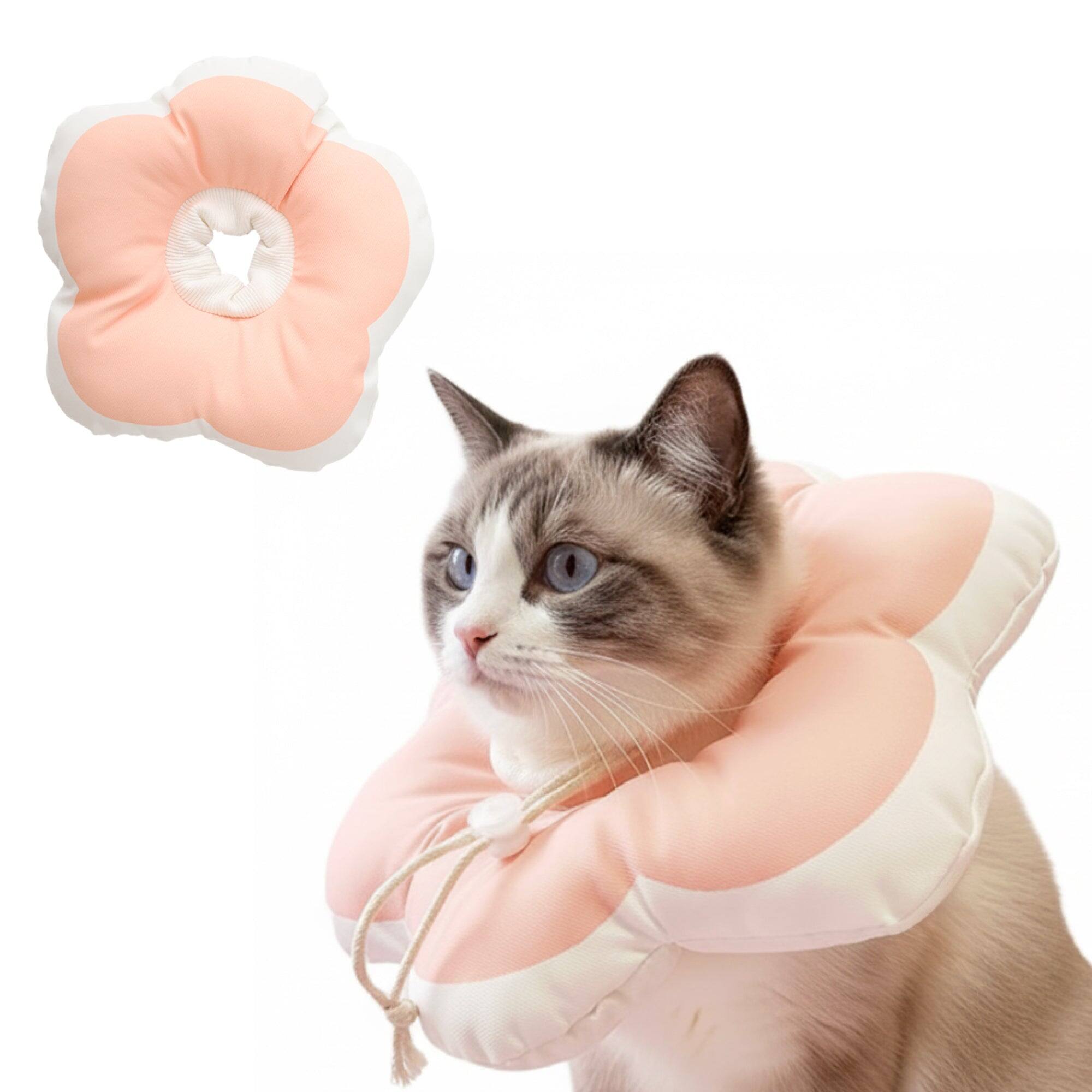 Front. PawsPik - PawsPik Plush Flower Dog & Cat Recovery Collar, Peach, Medium - Pink.