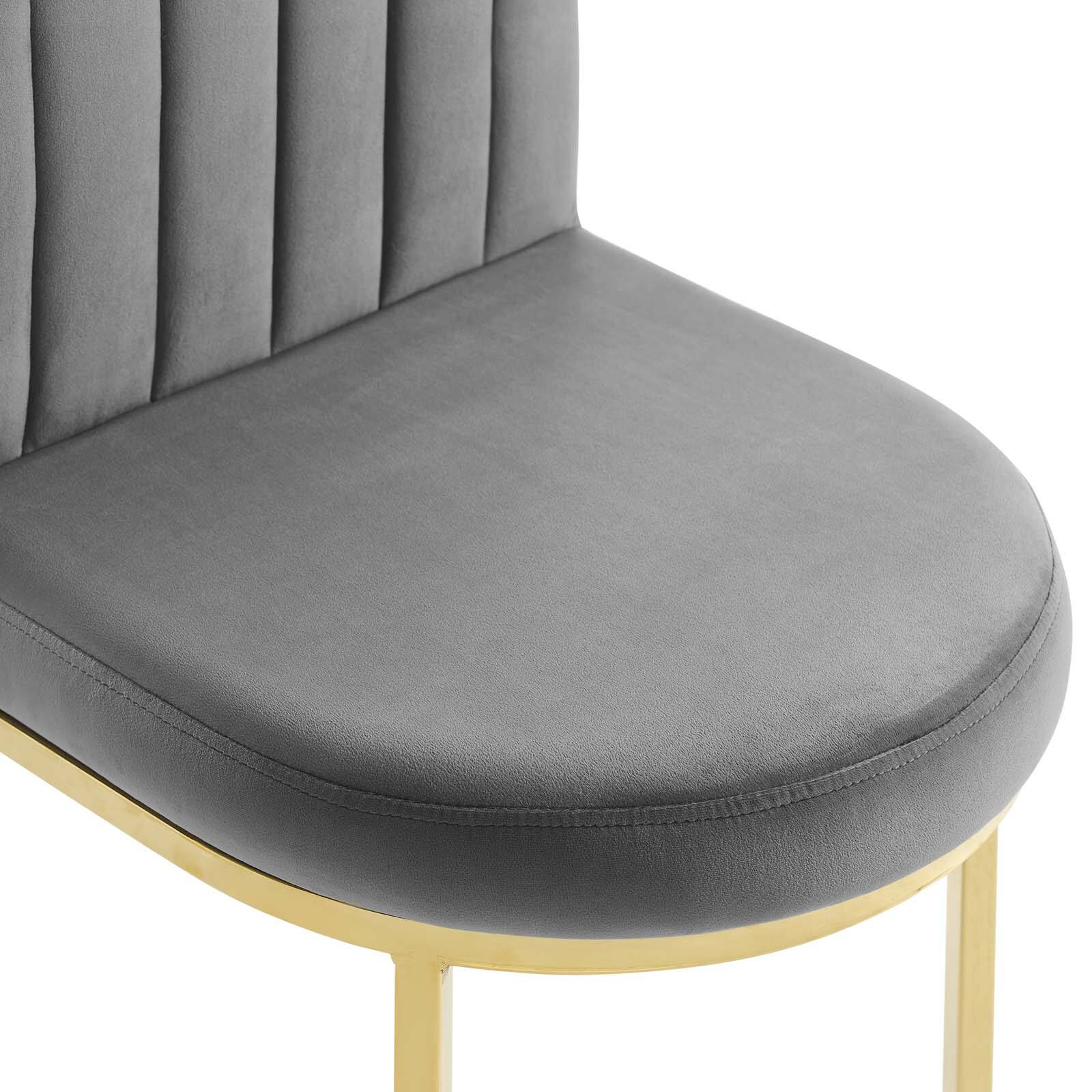 Alt View 5. Modway - Isla Channel Tufted Performance Velvet Dining Side Chair by Modway - Gold Gray.