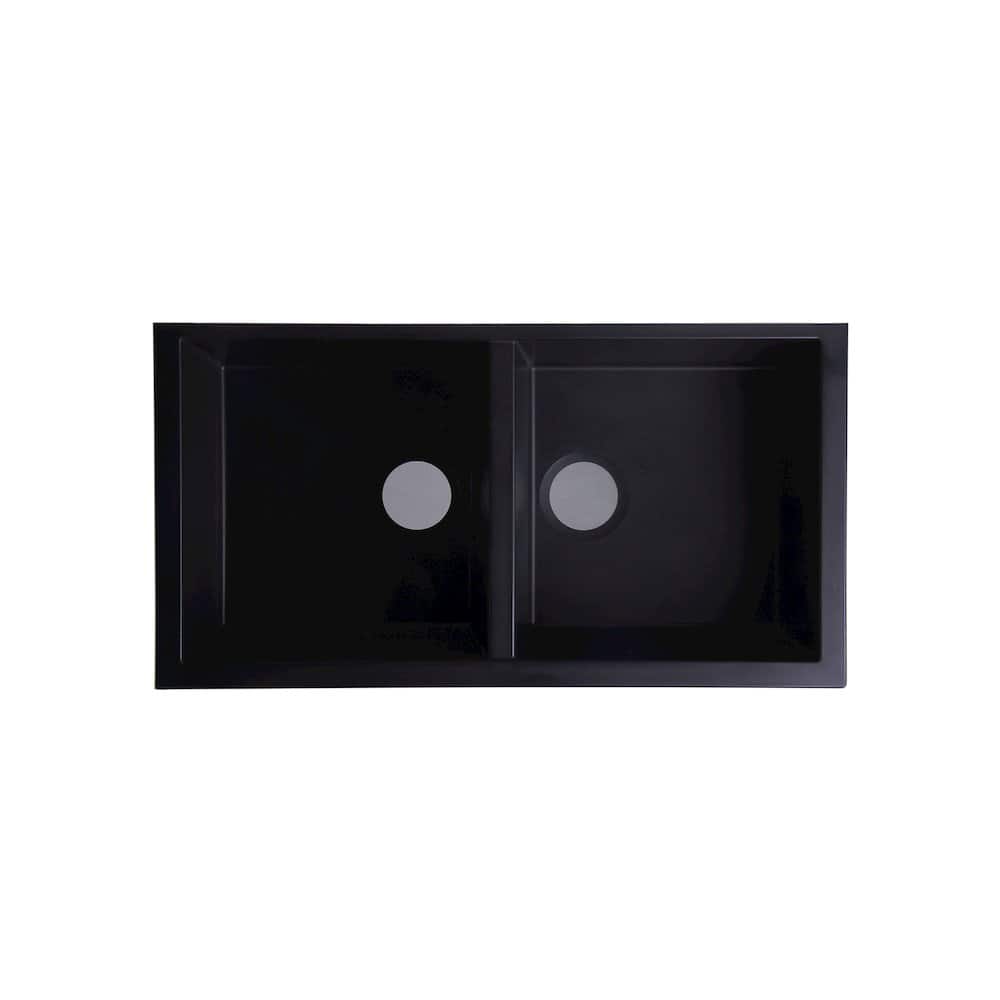Alfi - 34" Undermount Double Bowl Granite Composite Kitchen Sink - Black