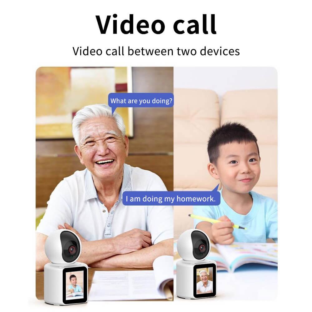 Video call  
Video call between two devices  

What are you doing?  
I am doing my homework.
