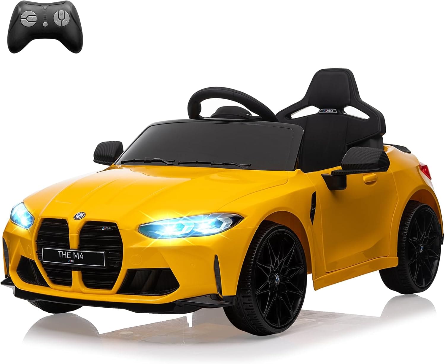 GARVEE - Licensed BMW M4 Kids Car,12V Ride On Car for Kids,Battery Powered Vehicle Car with R/C for Boys and Girls - Yellow
