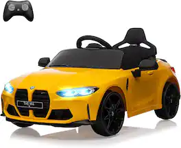 GARVEE - Licensed BMW M4 Kids Car,12V Ride On Car for Kids,Battery Powered Vehicle Car with R/C for Boys and Girls - Yellow