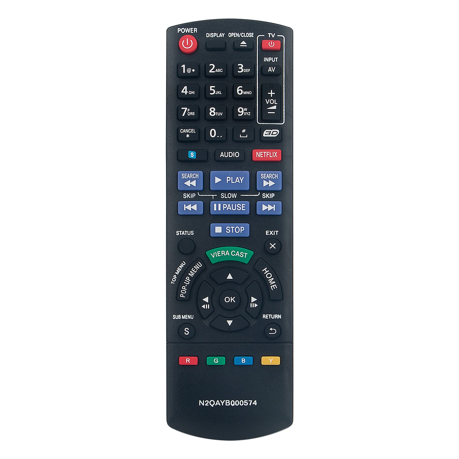 ZdalaMit - Replacement Remote N2QAYB000574 fit for Panasonic Blu-Ray Disc Player DMP-BDT210 DMP-BDT110 DMP-BDT215 DMP-BDT310 - Black