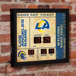 Evergreen Enterprises - Los Angeles Rams 15" x 19" Bluetooth Scoreboard Wall Clock - Brown