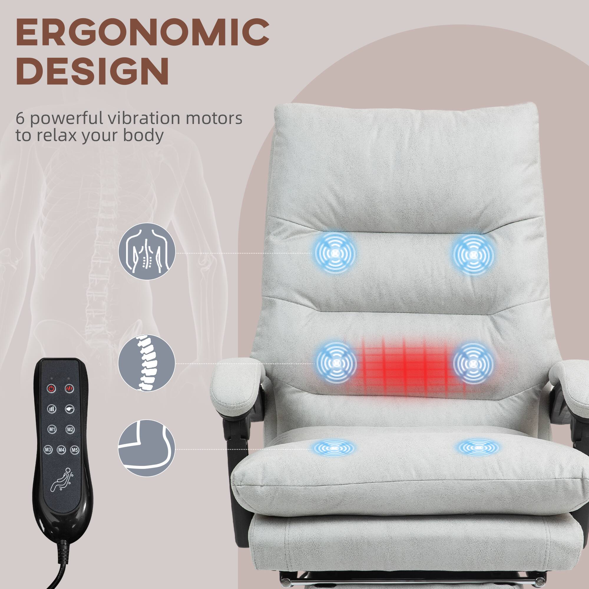 ERGONOMIC DESIGN, 6 powerful vibration motors to relax your body, M, M, M, N