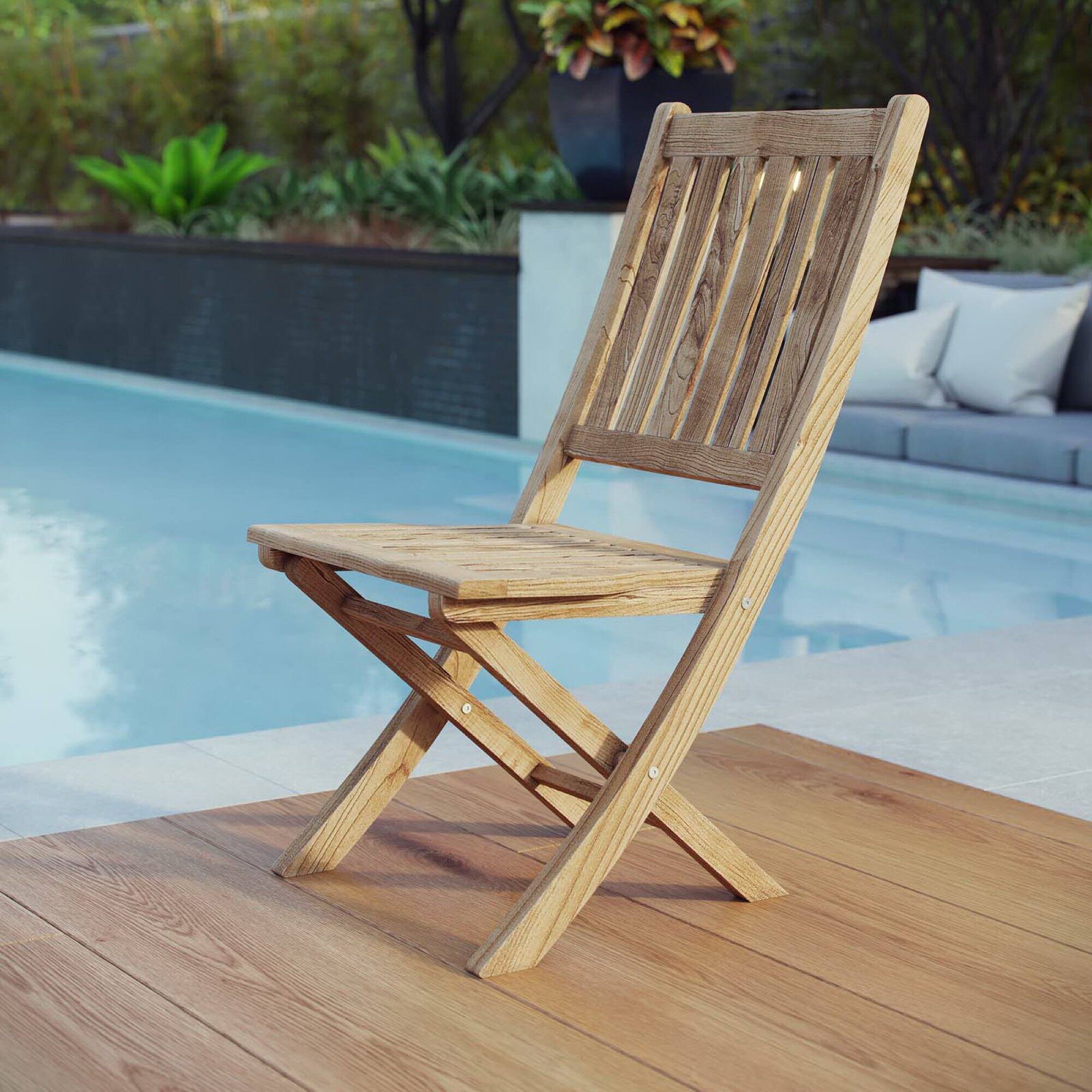 Front. Modway - Marina Outdoor Patio Teak Folding Chair by Modway - Natural.