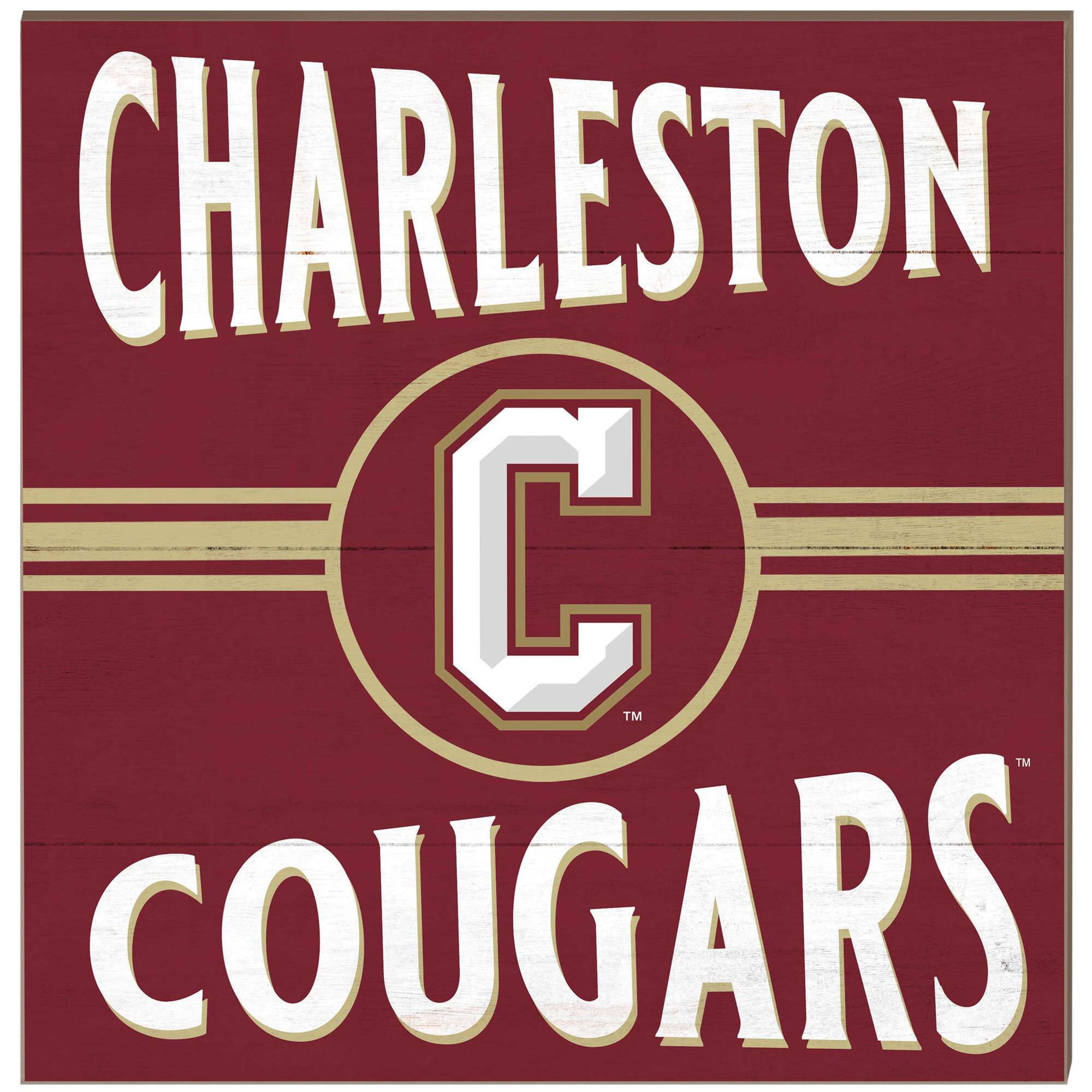 Charleston Cougars 10'' x 10'' Retro Team Sign