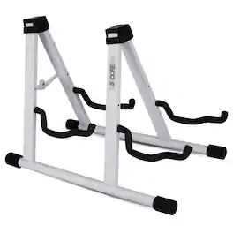 5 CORE - Double Guitar Stand A Frame Shape w Foam Arms Supports Acoustic Electric Bass Ukulele Banjo - White