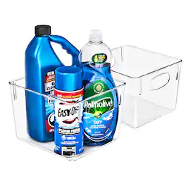 Sorbus - 2 Pack Medium Plastic Storage Bins with Handle - Clear
