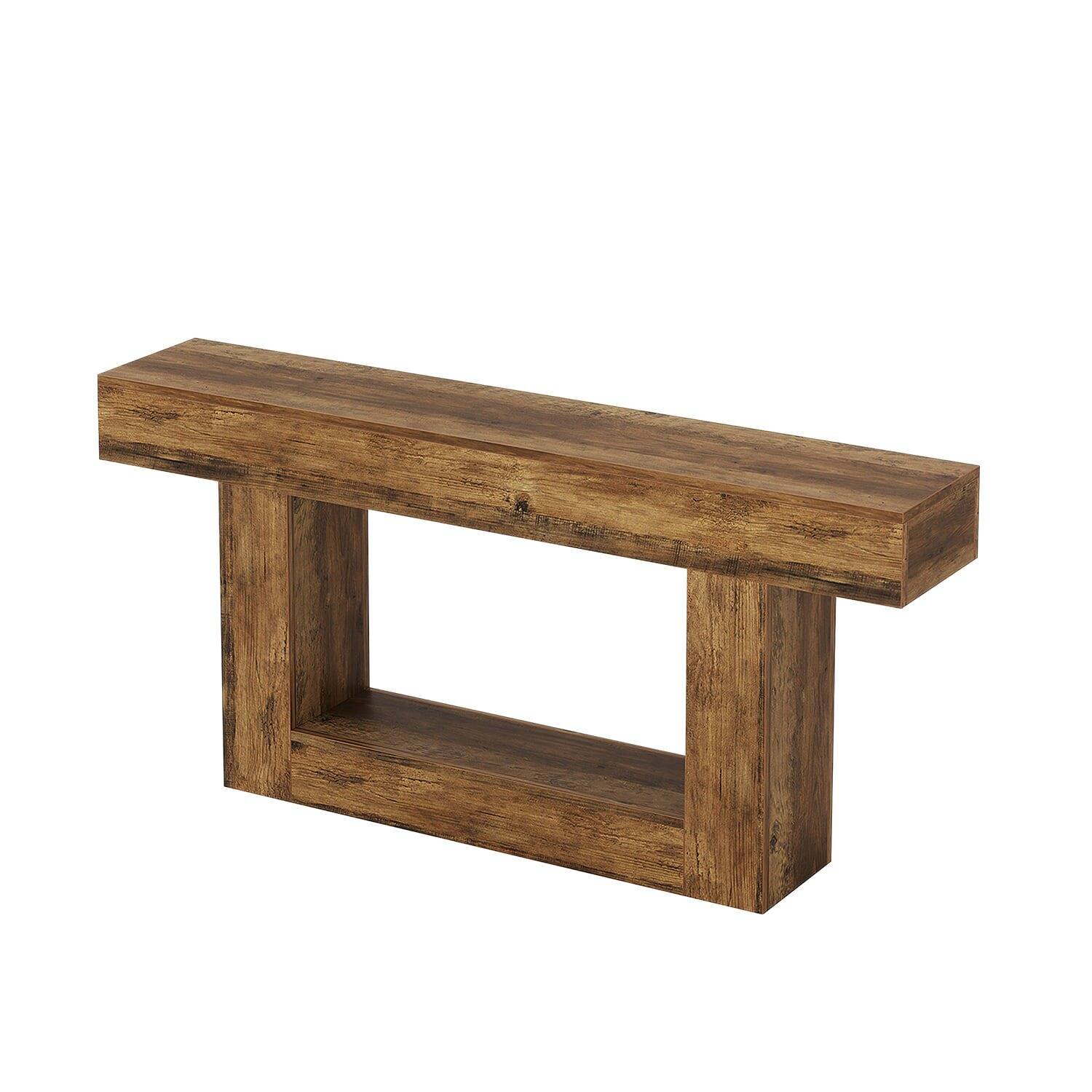 Back. Kadyn - Kadyn Elegant Wooden Console Table, Perfect Entryway & Display, Brown Sofa Table, Ideal Living Room Furniture, Brown - Brown.