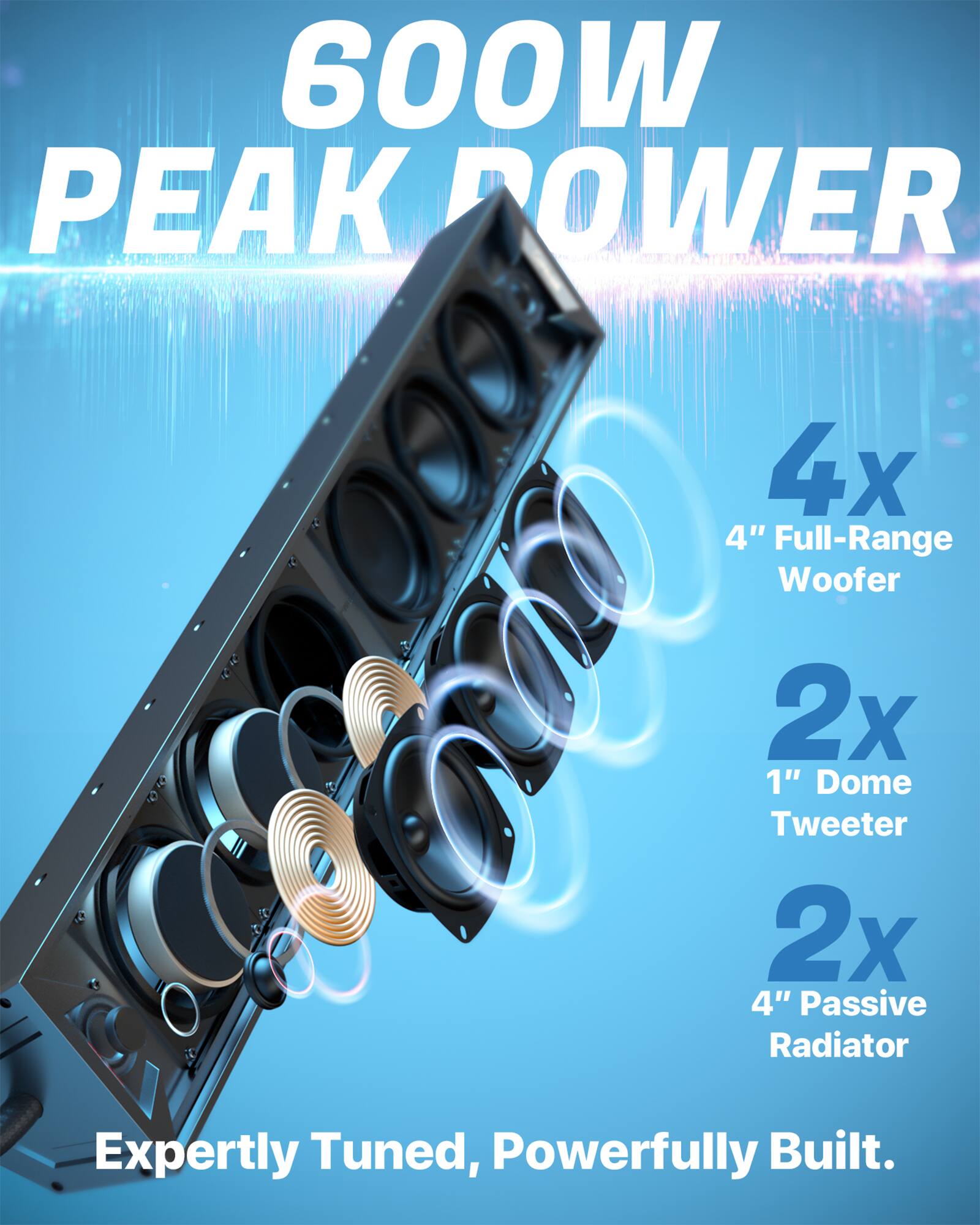 GoHawk UTV Sound Bar: Waterproof 8 Speaker Bluetooth Speakers