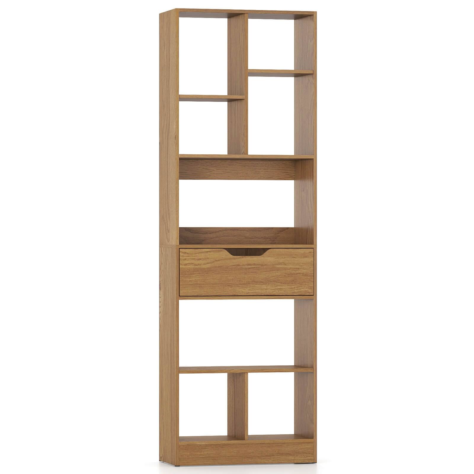 Alt View 9. Costway - Costway 1 PCS 61" Bookcase with Drawer, 8 Open Cubes, Anti-toppling Kits for Living Room, Study - Natural.
