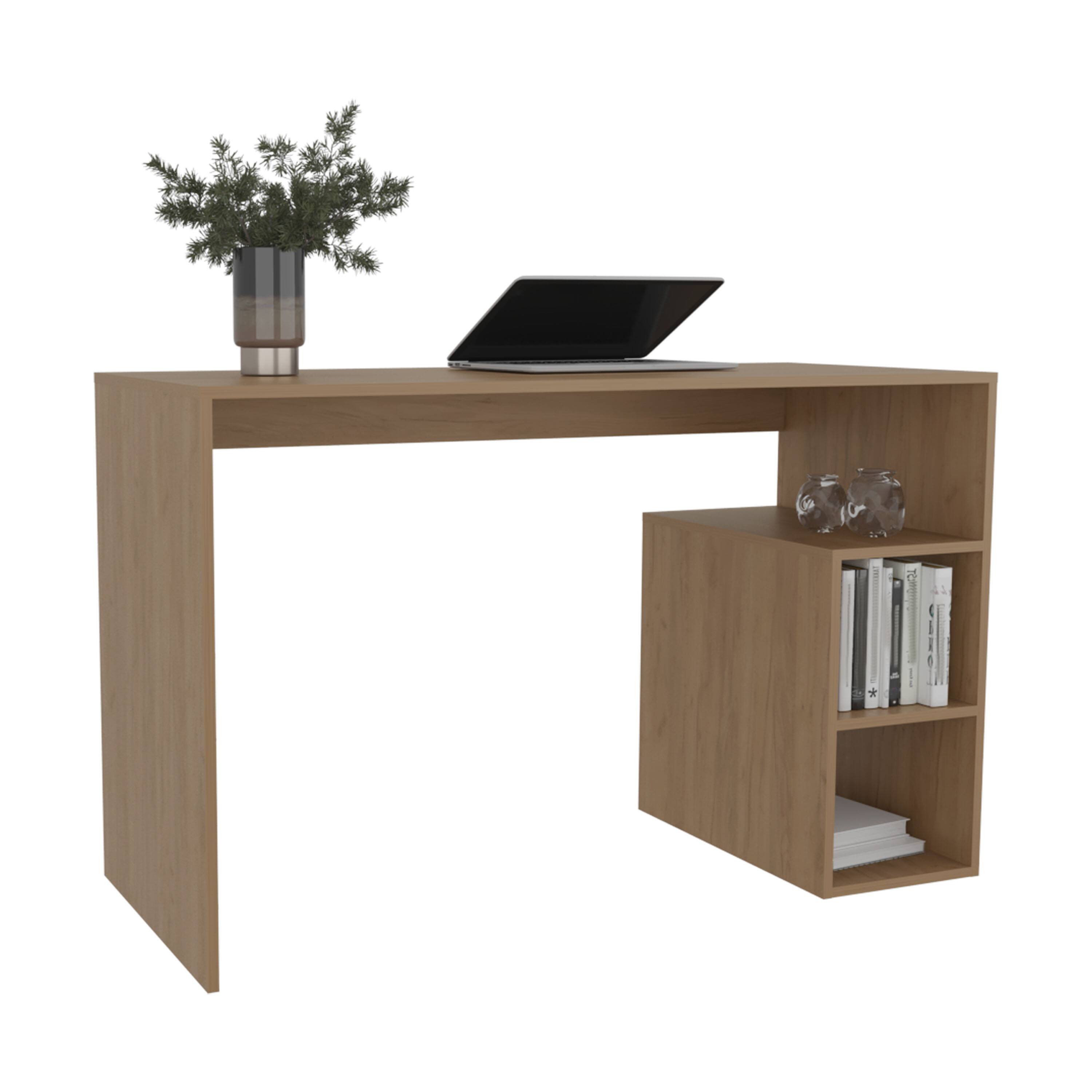 Tiramisubest - Computer Desk, 3 Shelves, Light Pine - Oak - Thumbnail 3