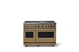 Viking - 48 in. Wide 6 Burner Dual Fuel Sealed Burner Range with Griddle-LP - Golden Hour