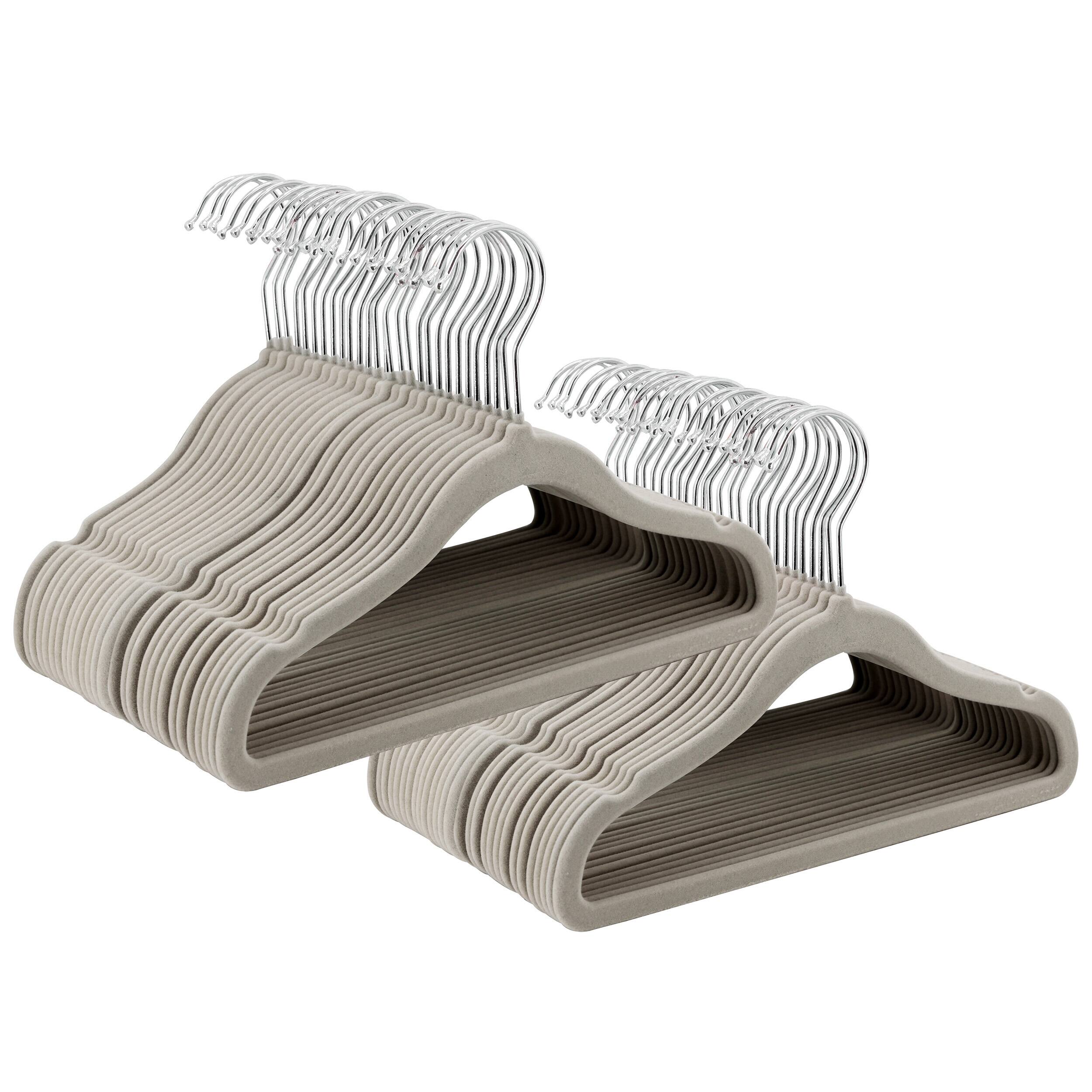 Alt View 4. Elama - Kids Basics 50 Piece Non-Slip Velvet Space Saving Notched Shoulder Clothes Hangers - Gray.