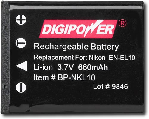 Front. Digipower - NKL10 Rechargeable Lithium-Ion Battery - Black.