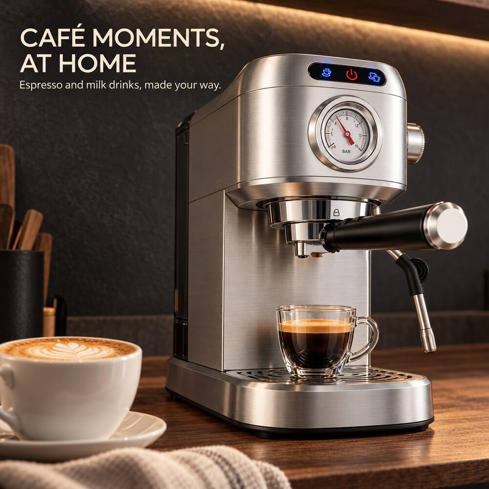 Tolife Compact 20 Bar Espresso Machine with Milk Frother and 34 Oz ...