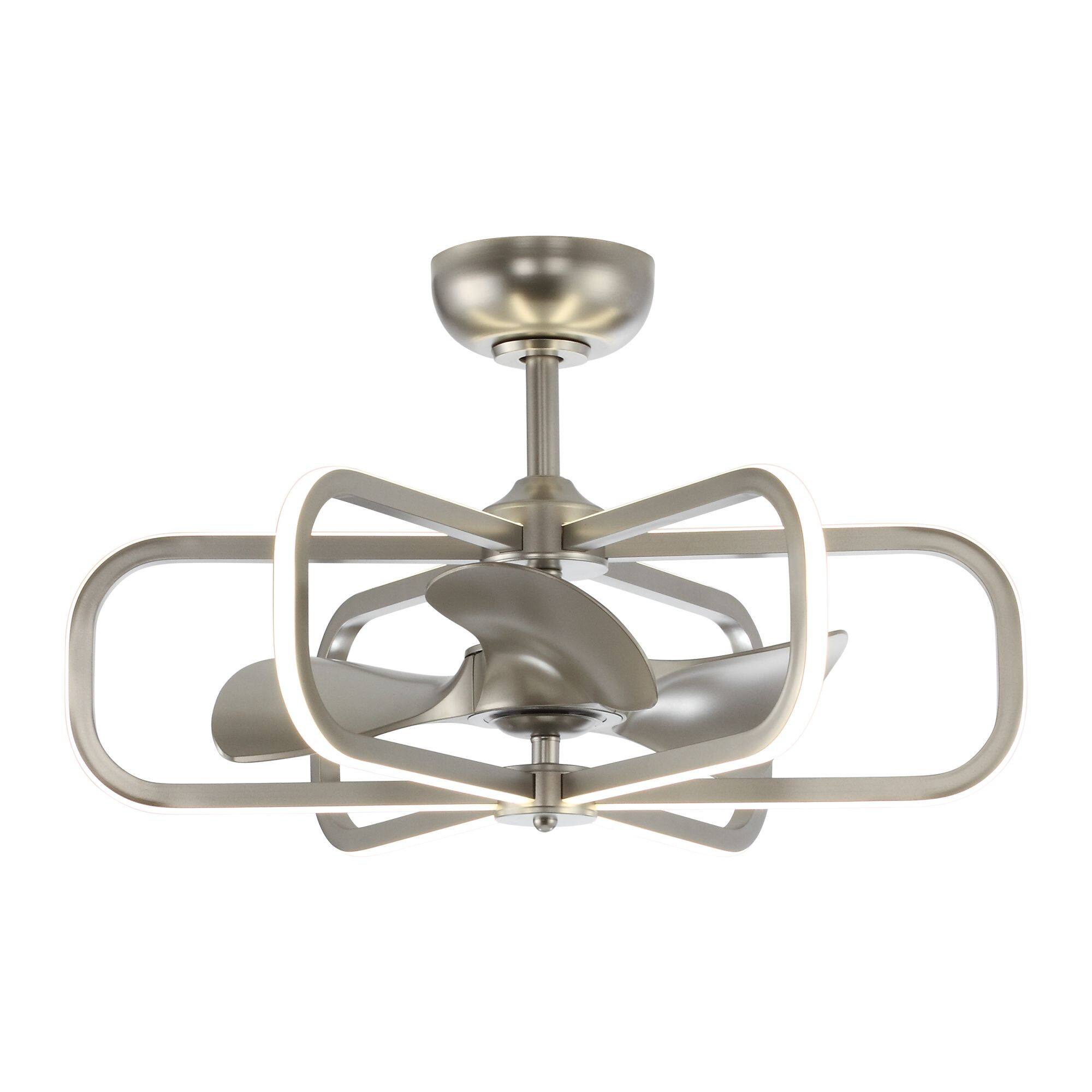 Alt View 2. Parrot Uncle - 30" Modern Nickel LED Ceiling Fan with Lights and Remote Control - Silver.