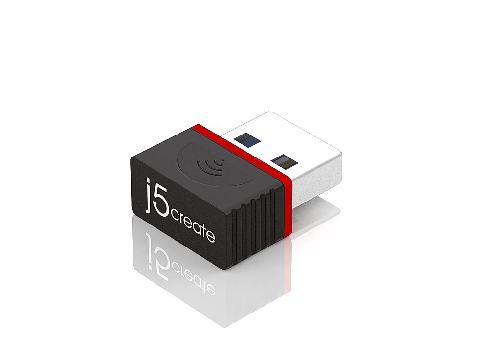 Left View: j5create - Wireless 11N USB™ 2.0 Mini Adapter - Black