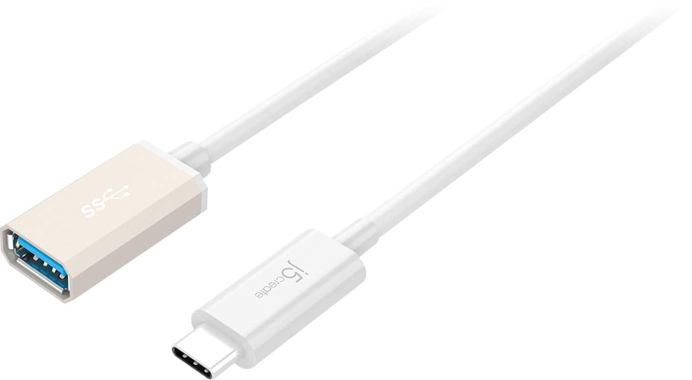 Front. j5create - USB-C 3.1 to Type-A Adapter - White.