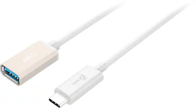 Front. j5create - USB-C 3.1 to Type-A Adapter - White.