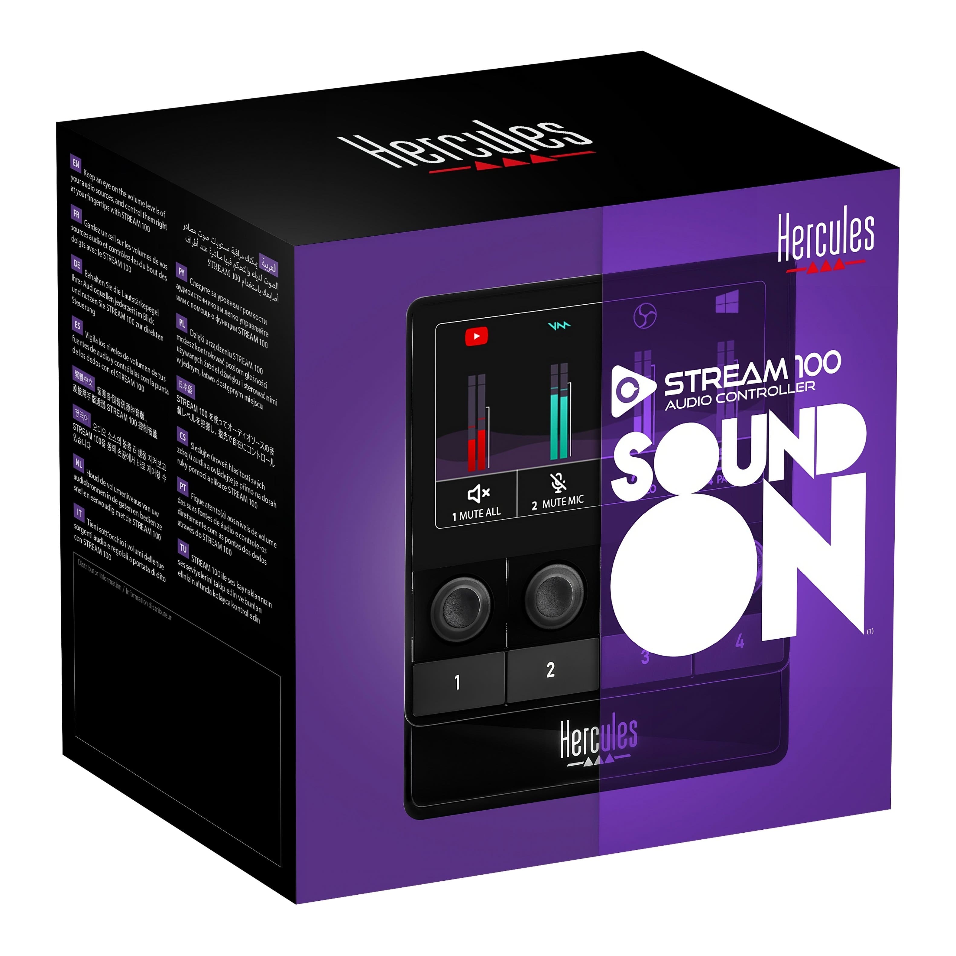 Hercules Sound On Stream 100 Audio Controller - 14 Inputs, 2 Mute, 1 Mute All, 2 Headphone Outputs, 1 Stereo Output, 14 Stereo Inputs, 1 Stereo Input, 1 Stereo Output, 1 Stereo Input, 1 Stereo Output, 1 Stereo Input, 1 Stereo Output, 1 Stereo Input, 1 Stereo Output, 1 Stereo Input, 1 Stereo Output, 1 Stereo Input, 1 Stereo Output, 1 Stereo Input, 1 Stereo Output, 1 Stereo Input, 1 Stereo Output, 1 Stereo Input, 1 Stereo Output, 1 Stereo Input, 1 Stereo Output, 1 Stereo Input, 1 Stereo Output, 1 Stereo Input, 1 Stereo Output, 1 Stereo Input, 1 Stereo Output, 1 Stereo Input, 1 Stereo Output, 1 Stereo Input, 1 Stereo Output, 1 Stereo Input, 1 Stereo Output, 1 Stereo Input, 1 Stereo Output, 1 Stereo Input, 1 Stereo Output, 1 Stereo Input, 1 Stereo Output, 1 Stereo Input, 1 Stereo Output, 1 Stereo Input, 1 Stereo Output, 1 Stereo Input, 1 Stereo Output, 1 Stereo Input, 1 Stereo Output, 1 Stereo Input, 1 Stereo Output, 1 Stereo Input, 1 Stereo Output, 1 Stereo Input, 1 Stereo Output, 1 Stereo Input, 1 Stereo Output, 1 Stereo Input, 1 Stereo Output, 1 Stereo Input, 1 Stereo Output, 1 Stereo Input, 1 Stereo Output, 1 Stereo Input, 1 Stereo Output, 1 Stereo Input, 1 Stereo Output, 1 Stereo Input, 1 Stereo