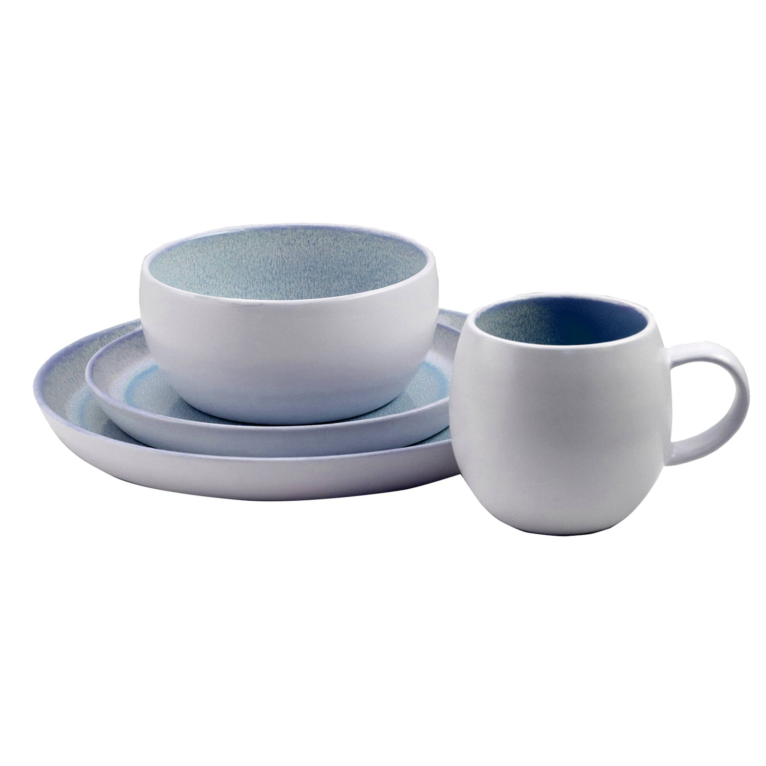 Alt View 5. Elama - Elama Mocha 16 Piece Stoneware Dinnerware Set in Blue - Blue.