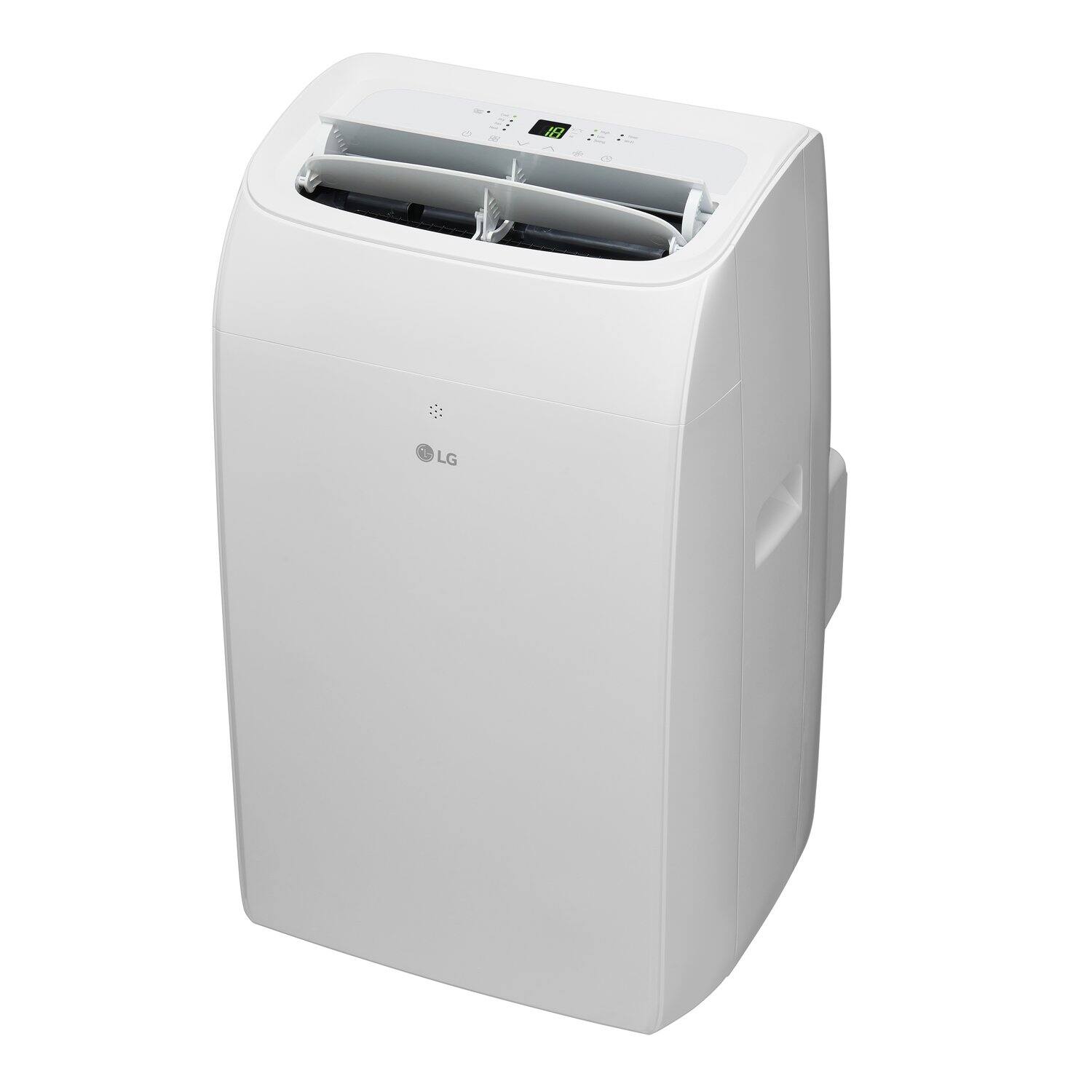 Left. LG - 450 Sq. Ft. 10,200 BTU DOE Smart Portable Air Conditioner with Supplemental Heater - White.