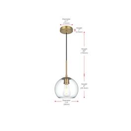 Living District - Baxter 8 Inch Pendant Clear Shade in Satin Gold - Satin Gold And Clear