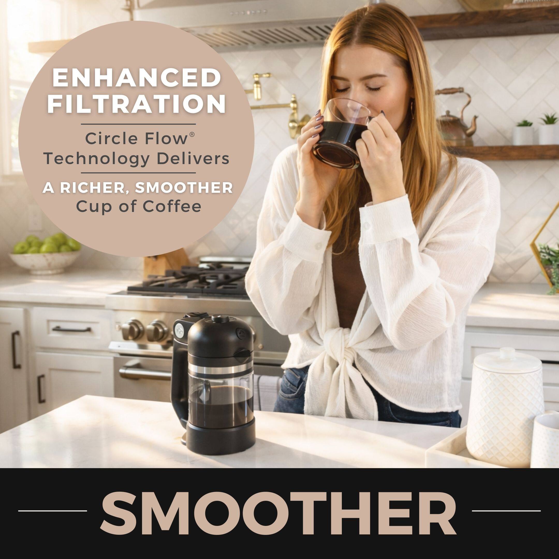 ENHANCED FILTRATION  
Circle Flow® Technology Delivers A RICHER, SMOOTHER Cup of Coffee  

SMOOTHER