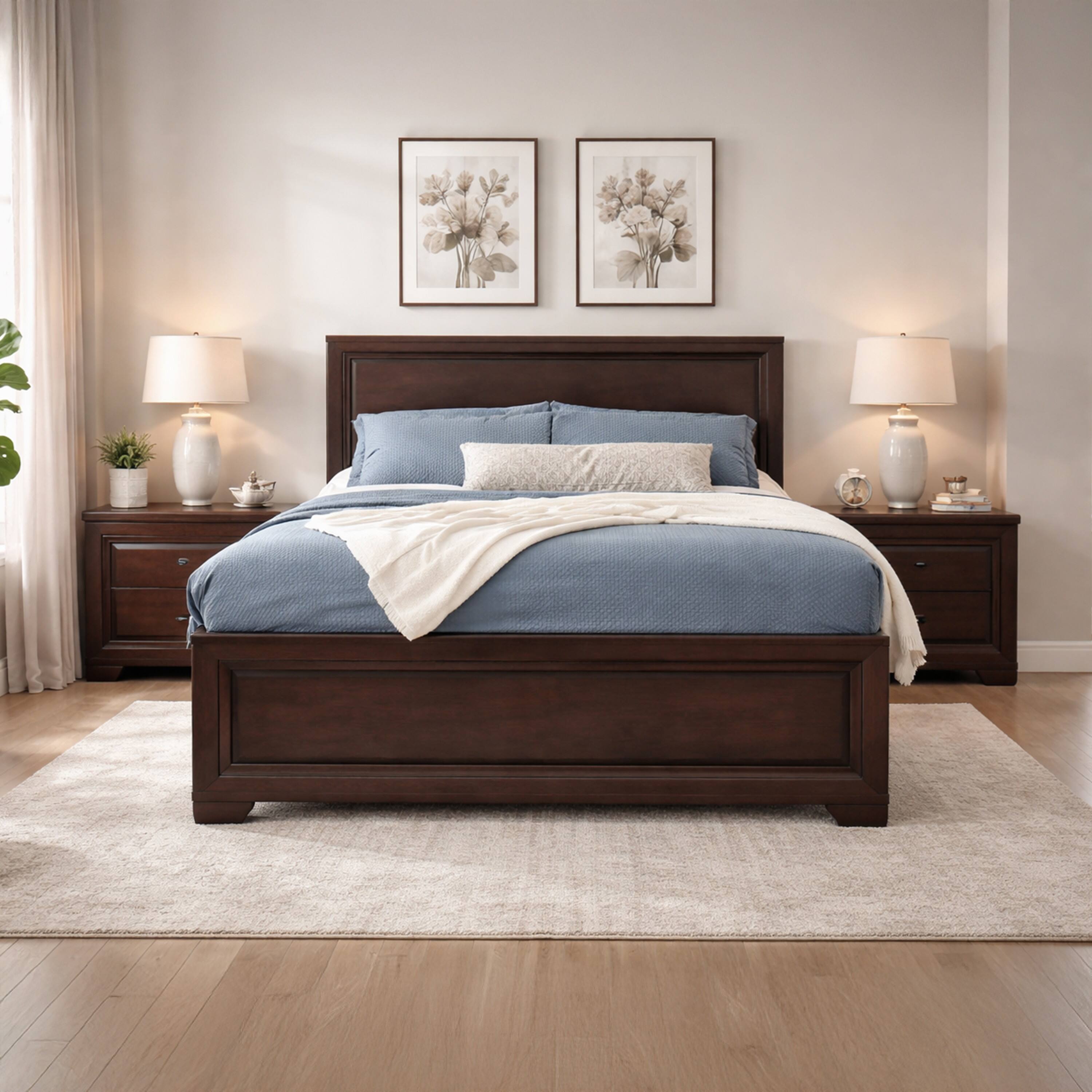 Alt View 7. Manhattan Lane - Queen Size Bed with Panel Headboard and Footboard - Brown.
