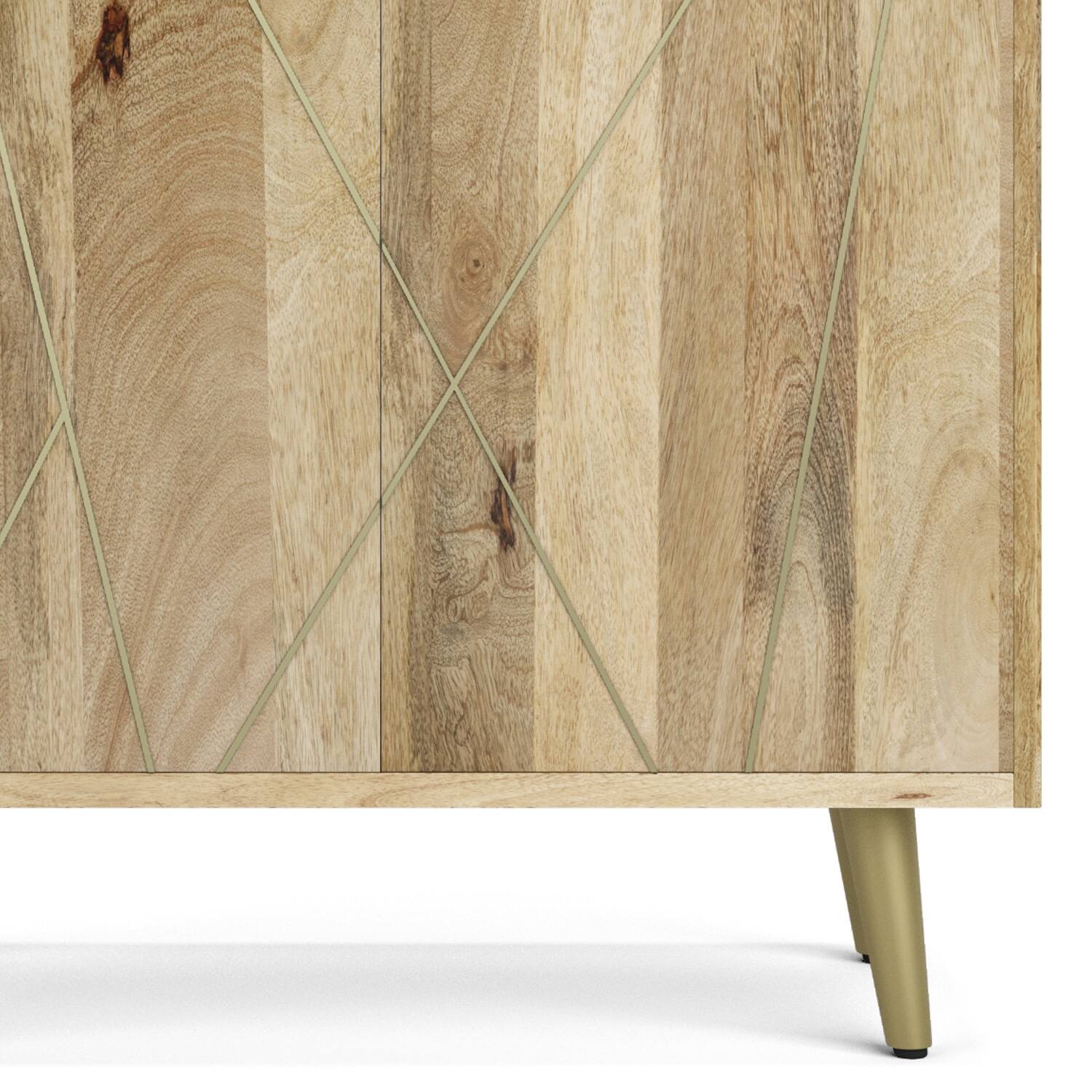 Alt View 4. Simpli Home - Jager SOLID MANGO WOOD 72 inch x 30 inch Contemporary Bookshelf with Doors in Natural - Natural.