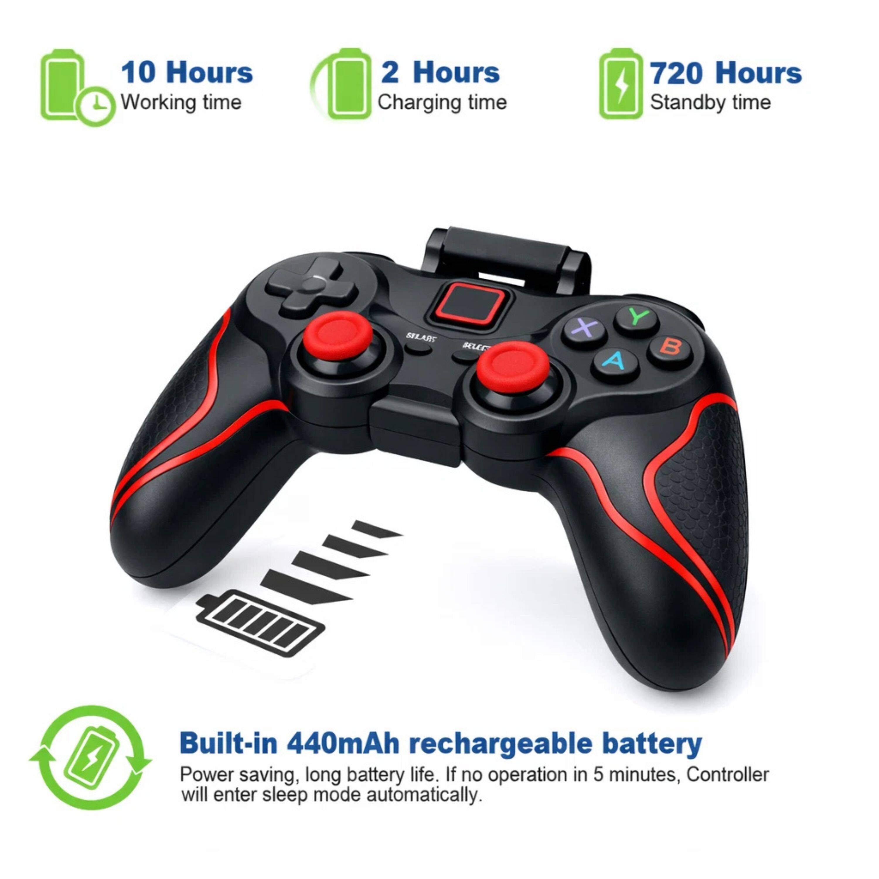 10 Hours Working time  
2 Hours Charging time  
720 Hours Standby time  

Built-in 440mAh rechargeable battery  
Power saving, long battery life. If no operation in 5 minutes, Controller will enter sleep mode automatically.