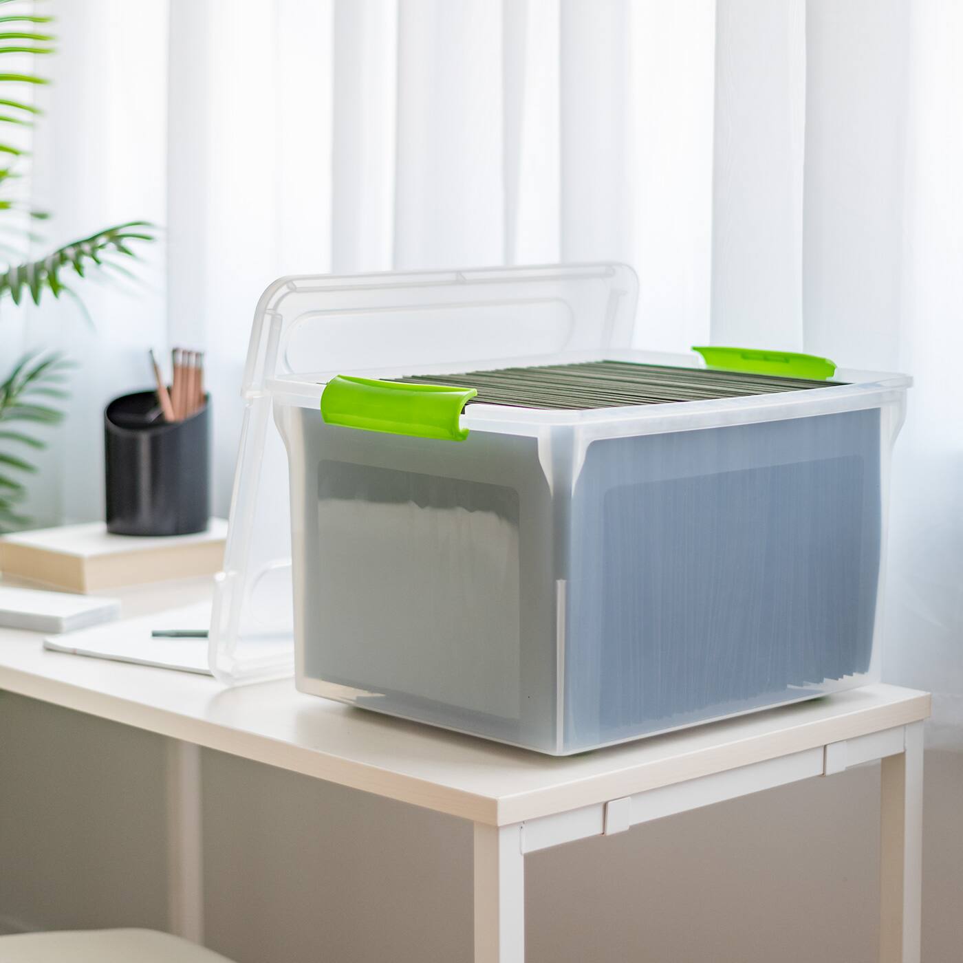 Alt View 2. IRIS USA - IRIS USA Letter Legal Size Plastic File Box, Home Organizing Storage Container.