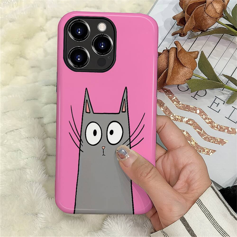 Alt View 3. Finnhomy - Smartphone Case for iPhone - Dual-Layer Heavy Duty Protective Cover - Shy Cat - Shy Cat for iPhone 16 Pro.