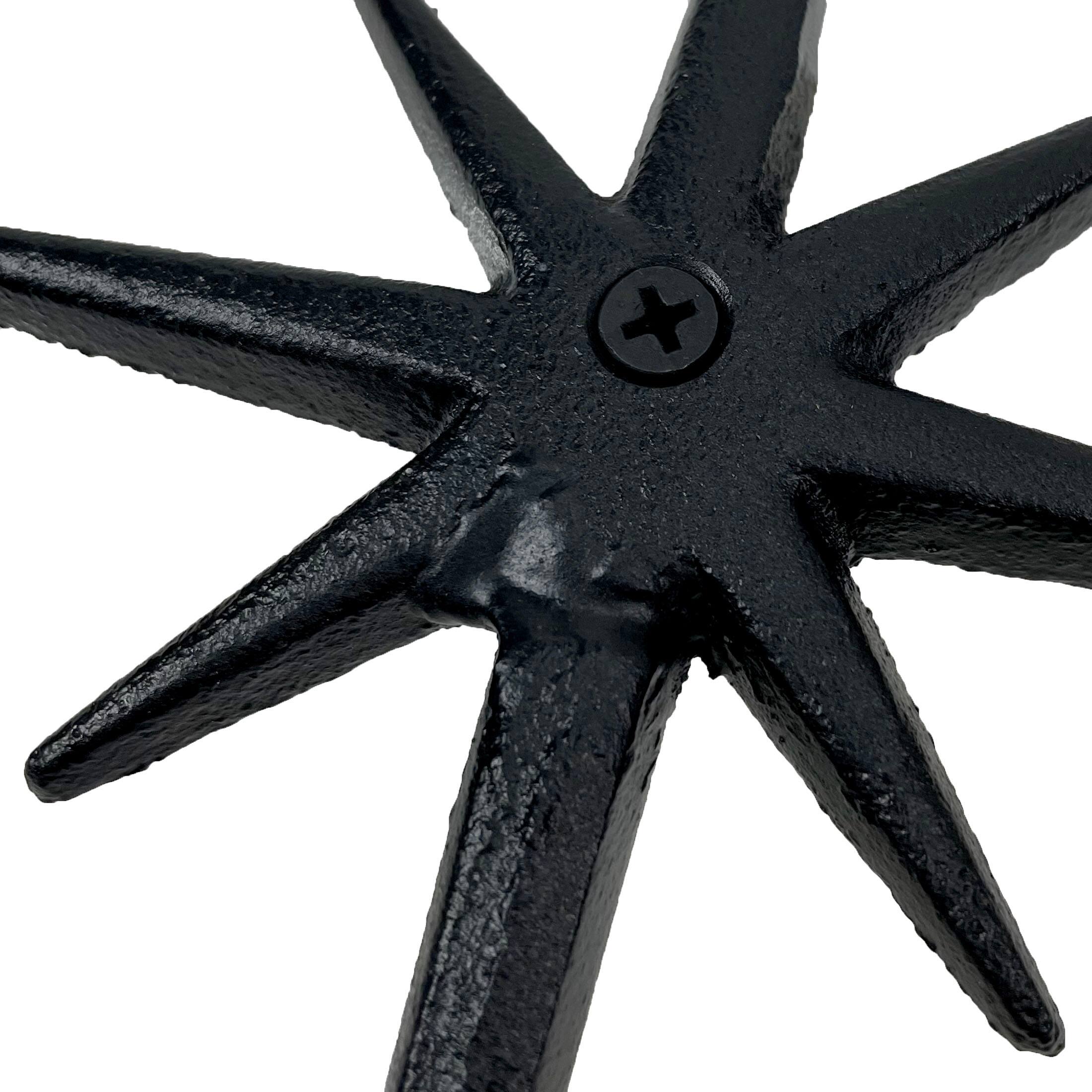 Alt View 7. Zeckos - Set of 3 Black Finish Cast Iron Atomic Starburst Wall Hooks - Black.